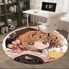1pc Anime Design Round Carpet Cardcaptor Sakura with Butterfly Print Chair Mat for Office, Home Decor, Living Room, Bedroom