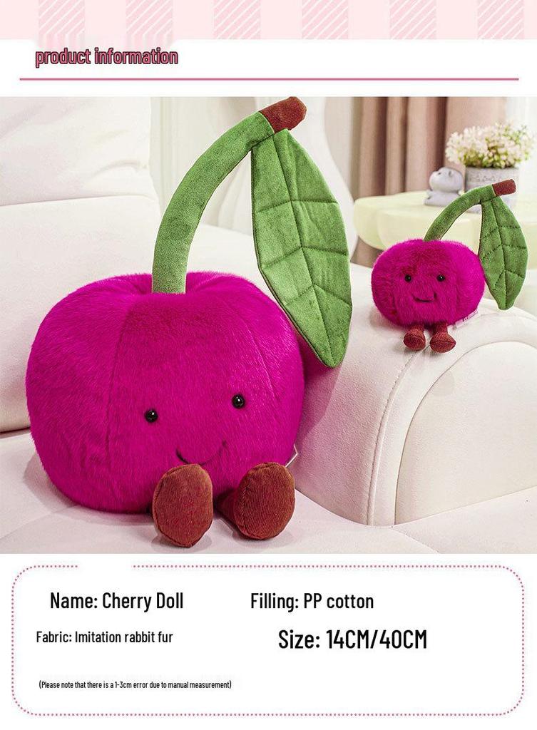 Cherry Peach Plush Toy - Cute Comfort Doll for Children