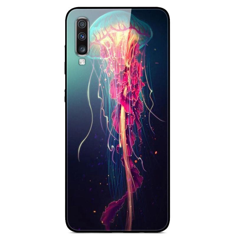 For Samsung A70 Case Cute Pattern Tempered Glass Back Hard Cover Case For Samsung Galaxy A70 Phone Cases Coque A70S A 70 Fundas