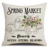 Seasons Throw Pillow Cover Spring Linen Flowers Truck Cushion Office Throw Pillow Cushion Throw Pillow Cushion