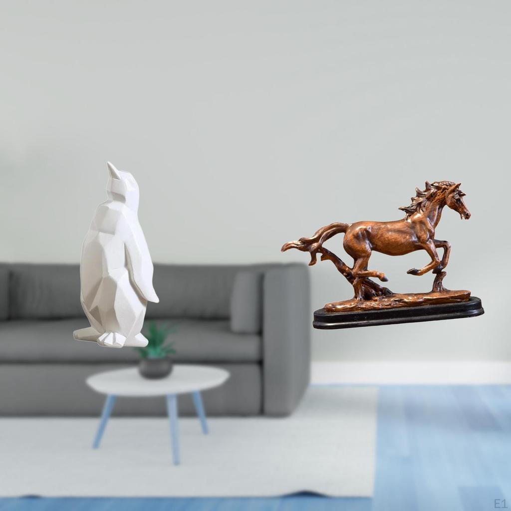 Penguin Horse Sculpture Figurine Collectable Craft Decorative Ornament Resin Animal Statue Artwork