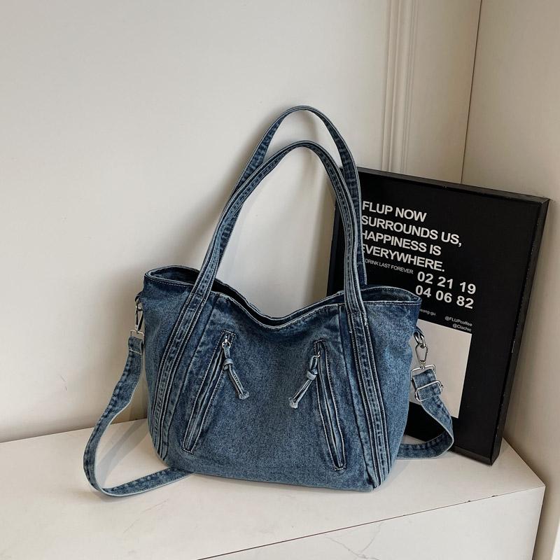Denim Tote Bag Women's Large Capacity Commuting Shoulder Bag Crossbody Bag