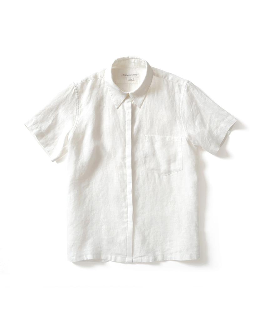 THOMASMORE Linen Short Sleeve Shirt - Off-White