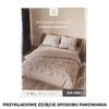 Amalia - Satin Bedding Set - Beige with Blue and Caramel Accents - Small Flowers - 220X200 Cm