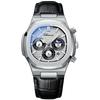 CHENXI Multifunctional Men's Watch True Three Sub-dials Six Hands Calendar Moon Phase Chronograph Octagonal Quartz Watch Reloj