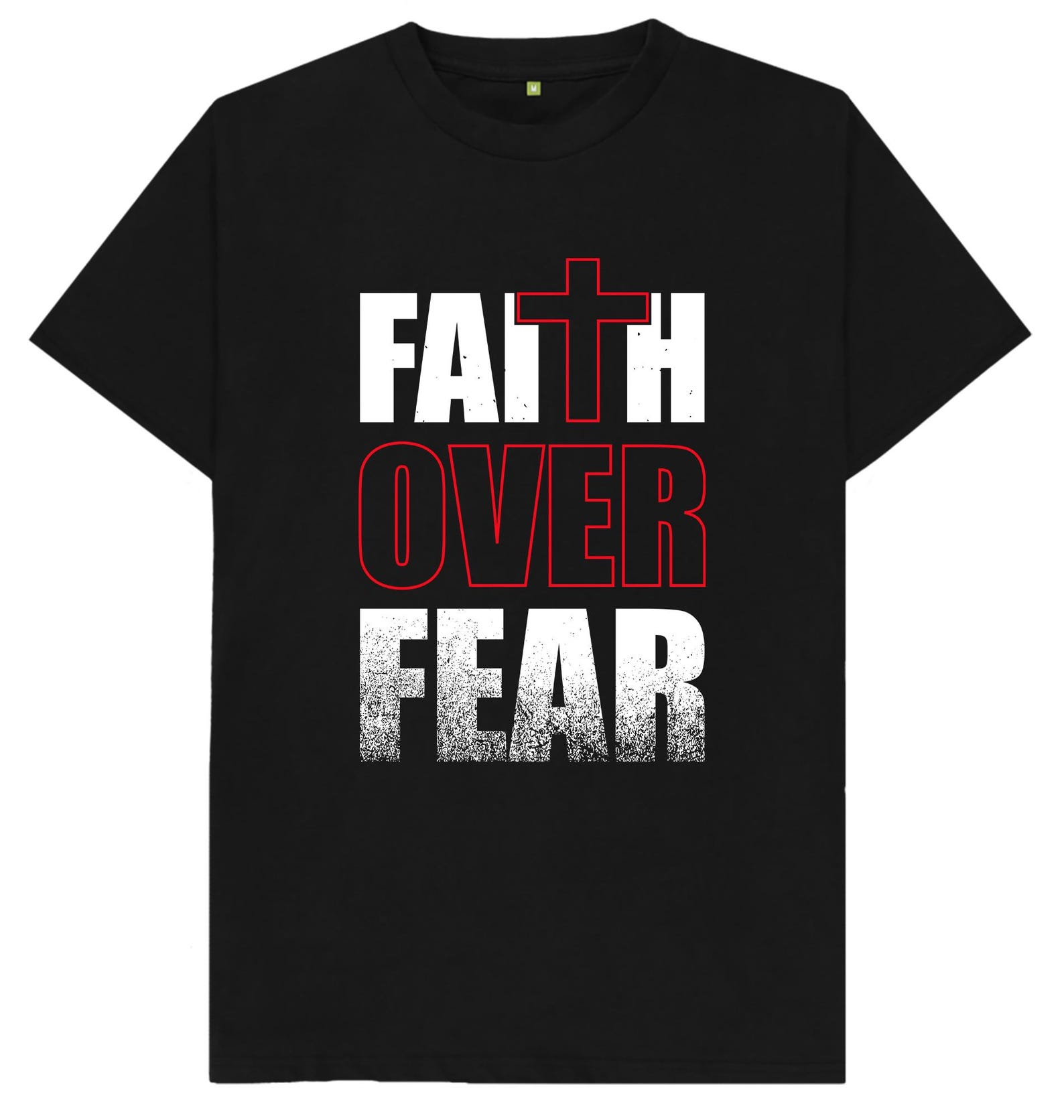 Faith Over Fear T shirt | Christian Cross Crown of Thorns Tee | Inspirational Bible Verse Shirt for Men & Women S