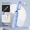 Fully Automatic Black Folding Umbrella - Three-Fold Design with Eight Ribs, Black Glue Coating for Sun and Rain Protection, Portable for Commuting.
