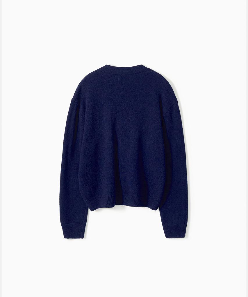 Trip Le Sens [100% Wool] Pure Light 4-Button Crop Cardigan_Midnight Blue