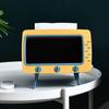 Tissue Box Holder Retro TV Shaped Tissue Case with Cell Phone Holder Multi-Functional Toilet Paper Napkin Dispenser for Room Bedroom Bathroom Dining