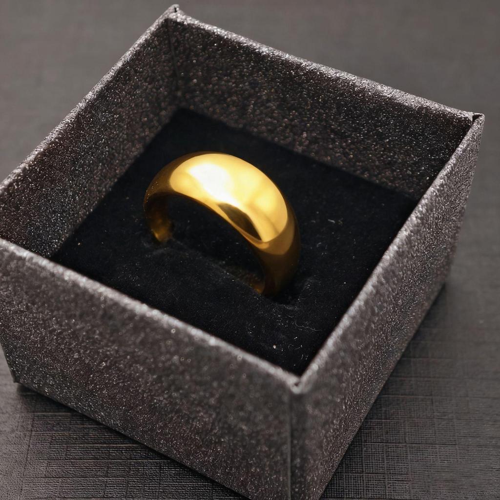 Simulated Gold Mirror-Finish Domed Ring: Full Circle, High-End Feel