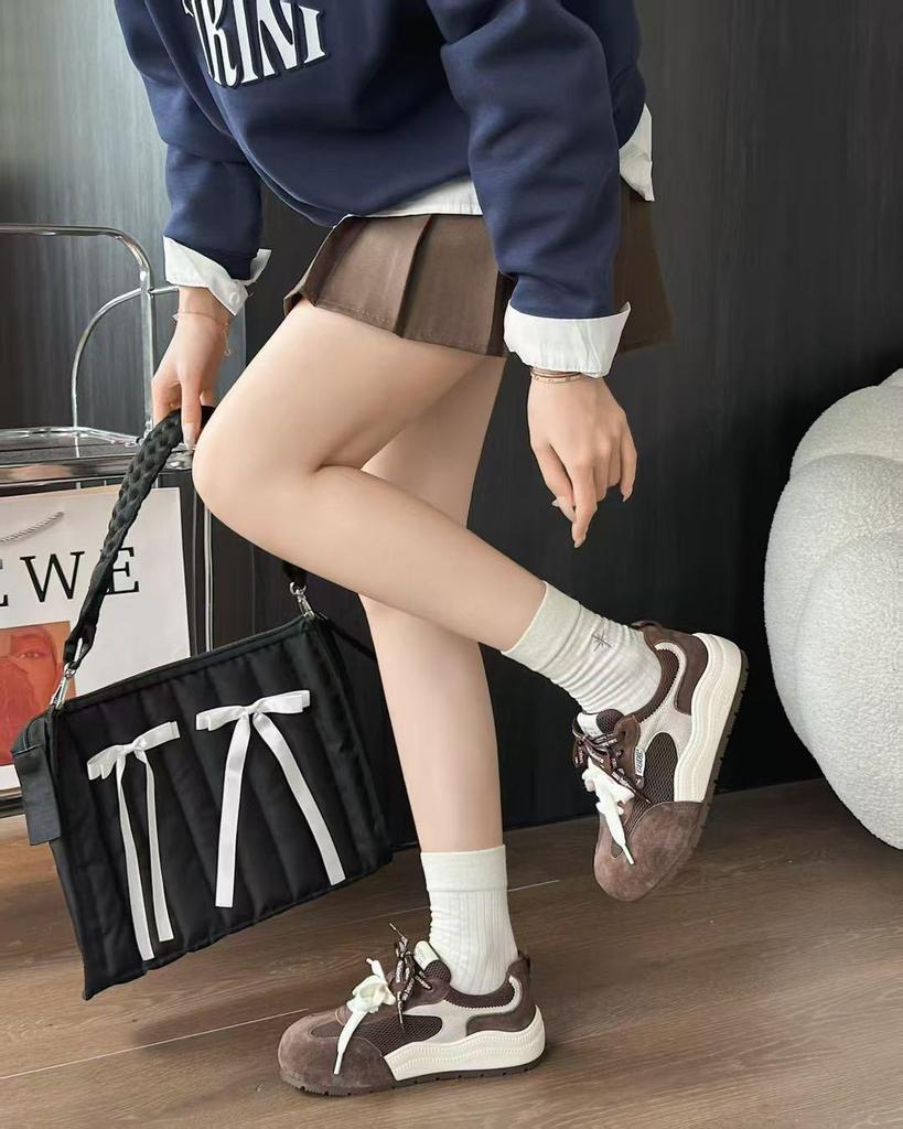 2025 Women's Round-Toe Color-Block Sneakers: New Autumn Fashion, Breathable, Thick-Soled German Trainers