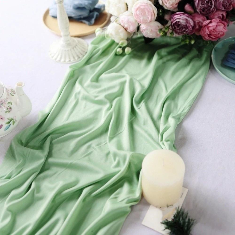 Multi-color Pleated Table Runner Soft Table Cover Milk Silk Crepe Tablecloth  Birthday