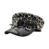 Elegant PU Leather Beret Hat with Rivet Studded Hat Belt for Fashion Comfortable Wear for Autumn Winter Punk Headwear