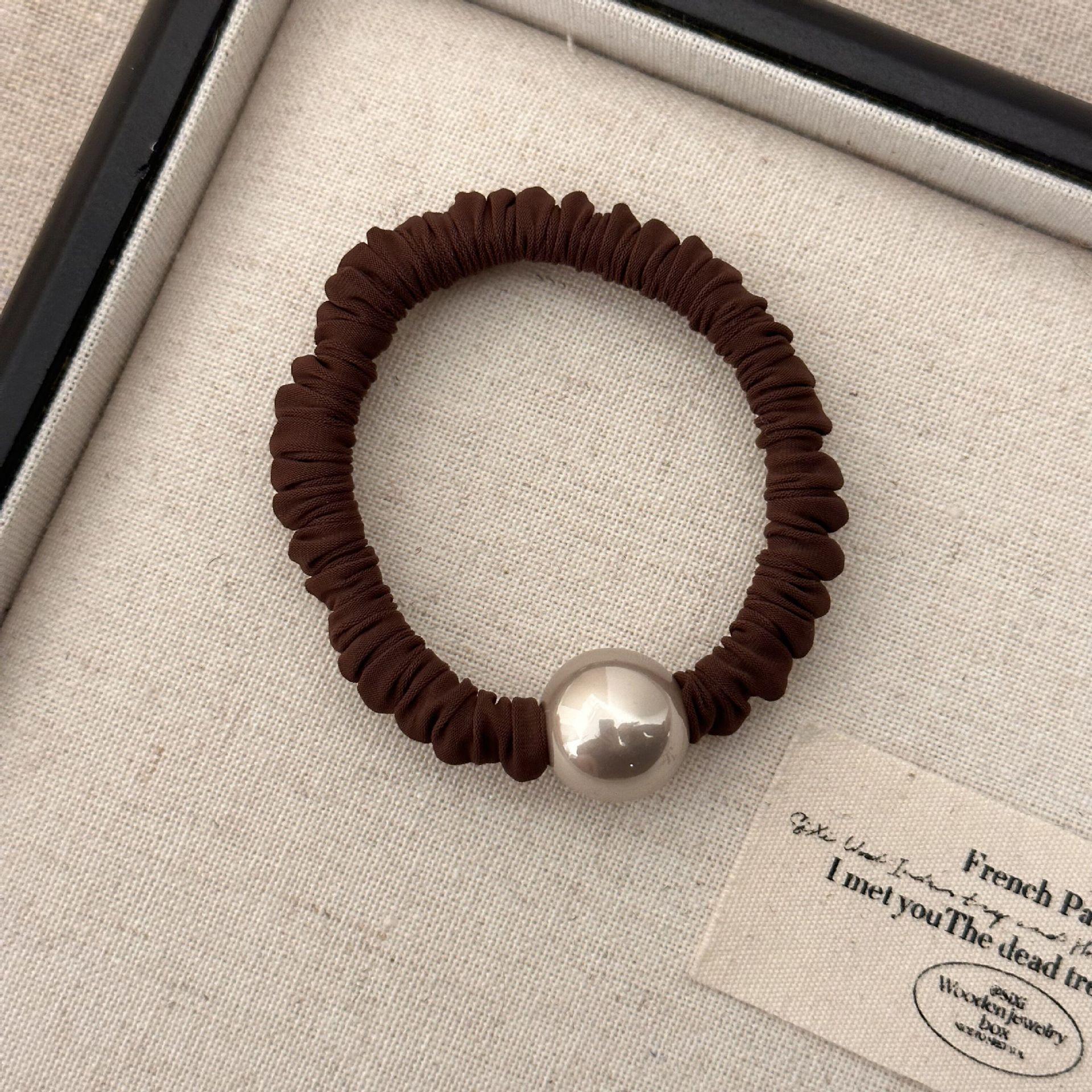 

Эластичная резинка для волос из ледяного шелка, повязка для волос, высокоглянцевый жемчуг, простая однотонная резинка для волос и повязка для волос кофейный