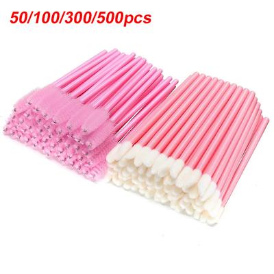 50/100/300/500 peças de pincéis para cílios e sobrancelhas, carretéis para cílios, varinhas para rímel, aplicador descartável para extensão de cílios, ferramenta de maquiagem