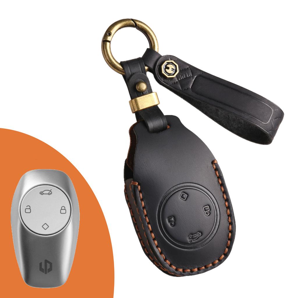 Car Key Protective Cover Is Suitable for Zero Run T03 Modified Men's and Women's Real Cowhide Key Case.