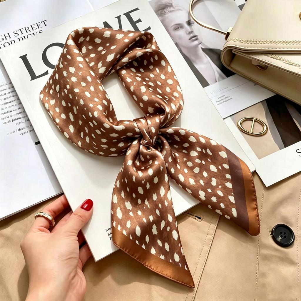 Simple temperament Spring and summer female imitation silk scarf versatile Korean version casual small square scarf neck protection decorative scarf