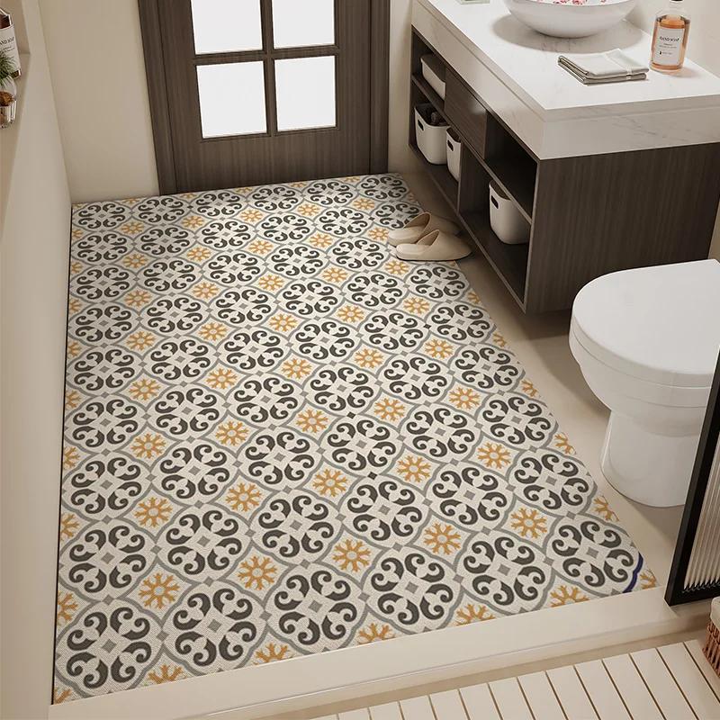 Absorbent Bath Rug Mat Bathroom Non-slip Area Bath Rug Home Decor Cream Beige Stripes Area Rugs Toilet Entrance Diatom Mud Mat