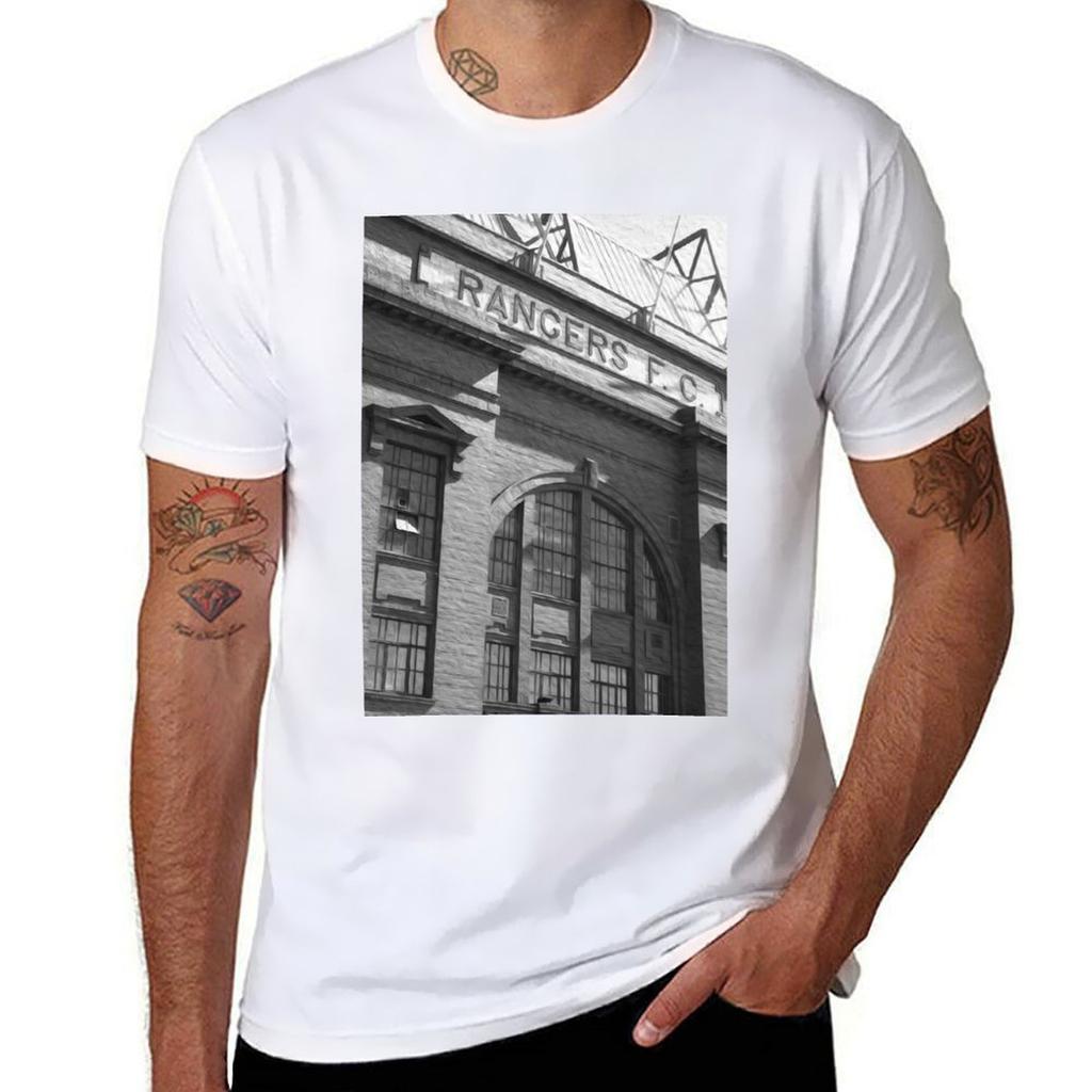 Ibrox Black And White Tshirt Casual Trendy Short Sleeve Tshirt
