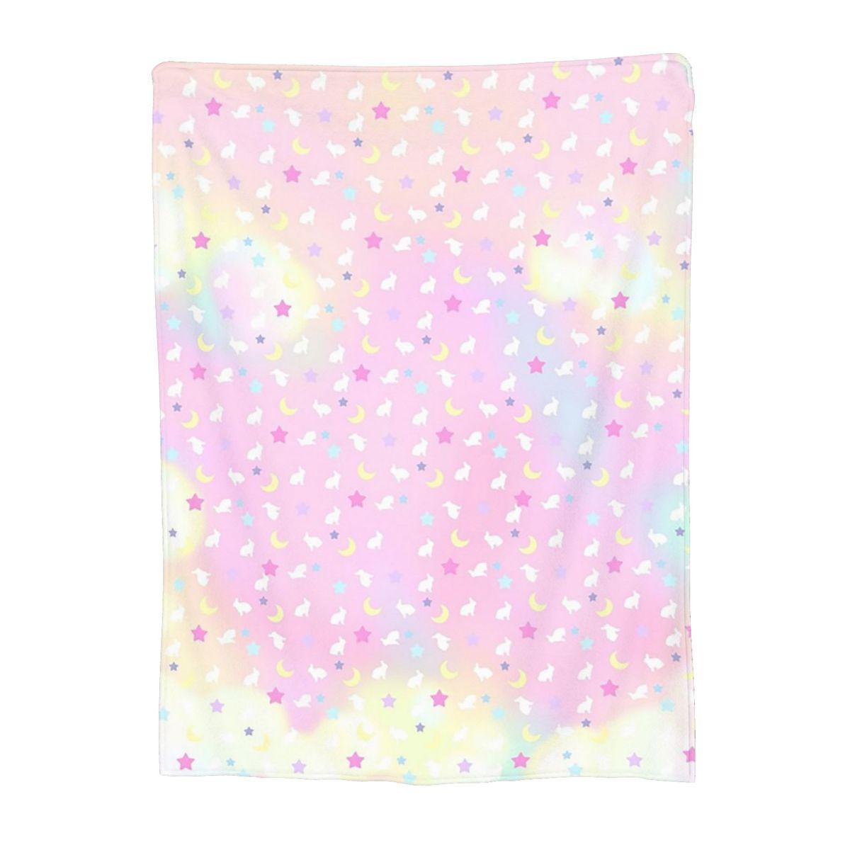 Crescent Moon And Bunny Rainbow Pattern Blankets Throw Blanket Lightweight Throw Blankets for Bedding Throws Bedspread Quilt 80x120cm