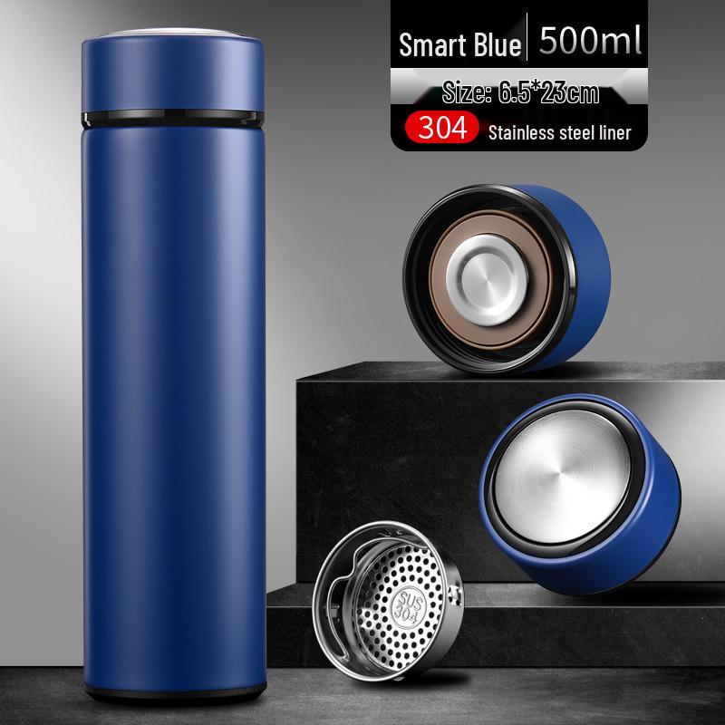 Smart Stainless Steel Insulated Cup with Temperature Display - 304 Vacuum Business Straight Cup for Tea and Water Separation