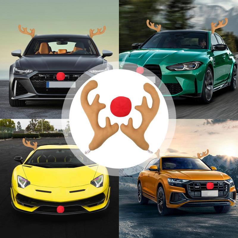 Car Reindeer Antler Kit Reindeer Antlers & Nose Car Kit Reindeer Car Kit Christmas Car Decorations Fits Vehicles Trucks SUVs