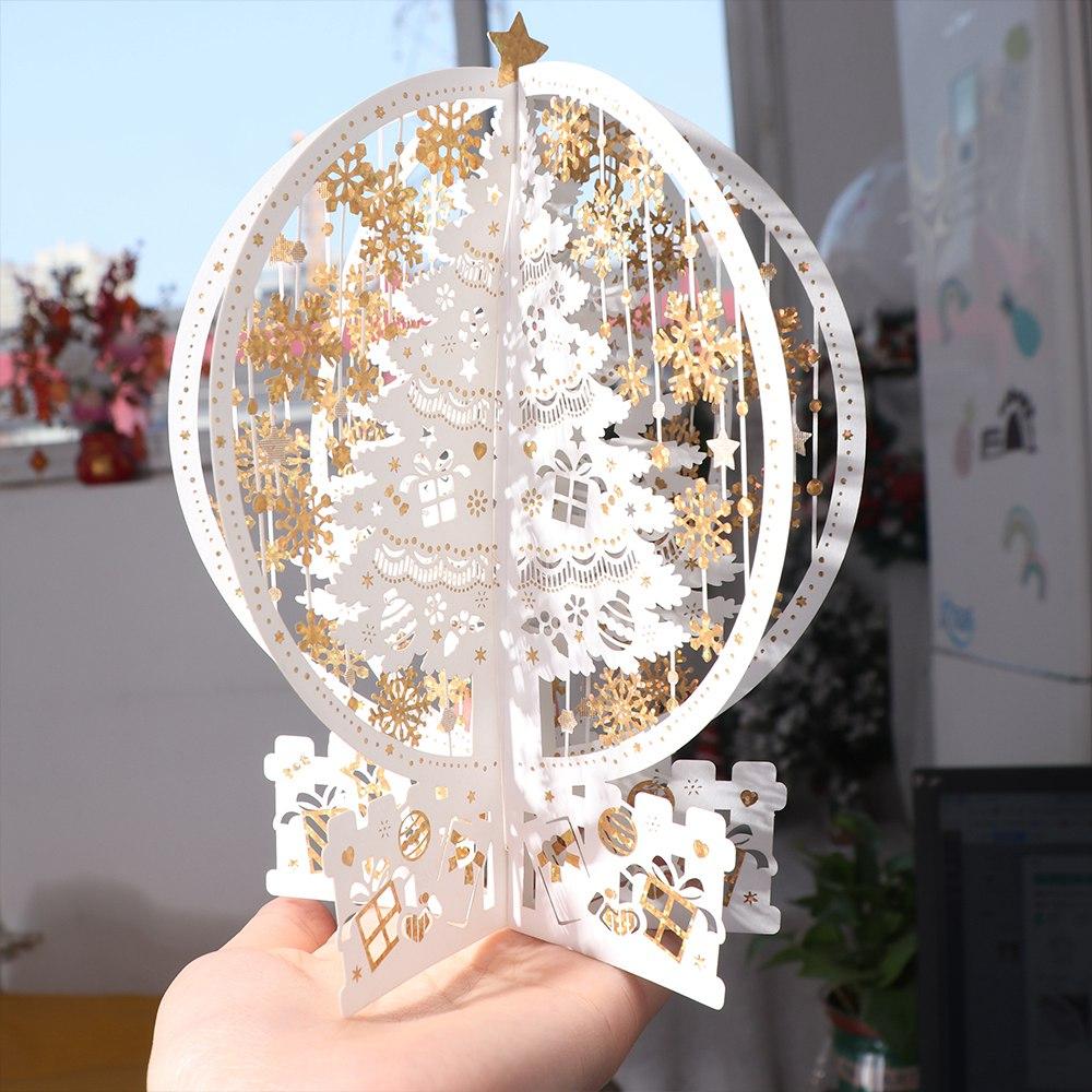 Three-dimensional Christmas Crystal Ball Greeting Card Hollow Holiday Card Thanksgiving Day Gifts