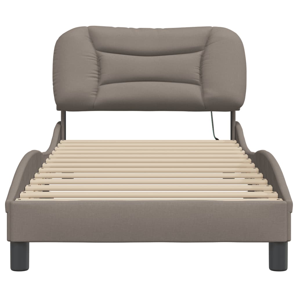 Vidaxl Rama Łóżka Z Diodami Led Bez Materaca Taupe 90X200 Cm Tkanina