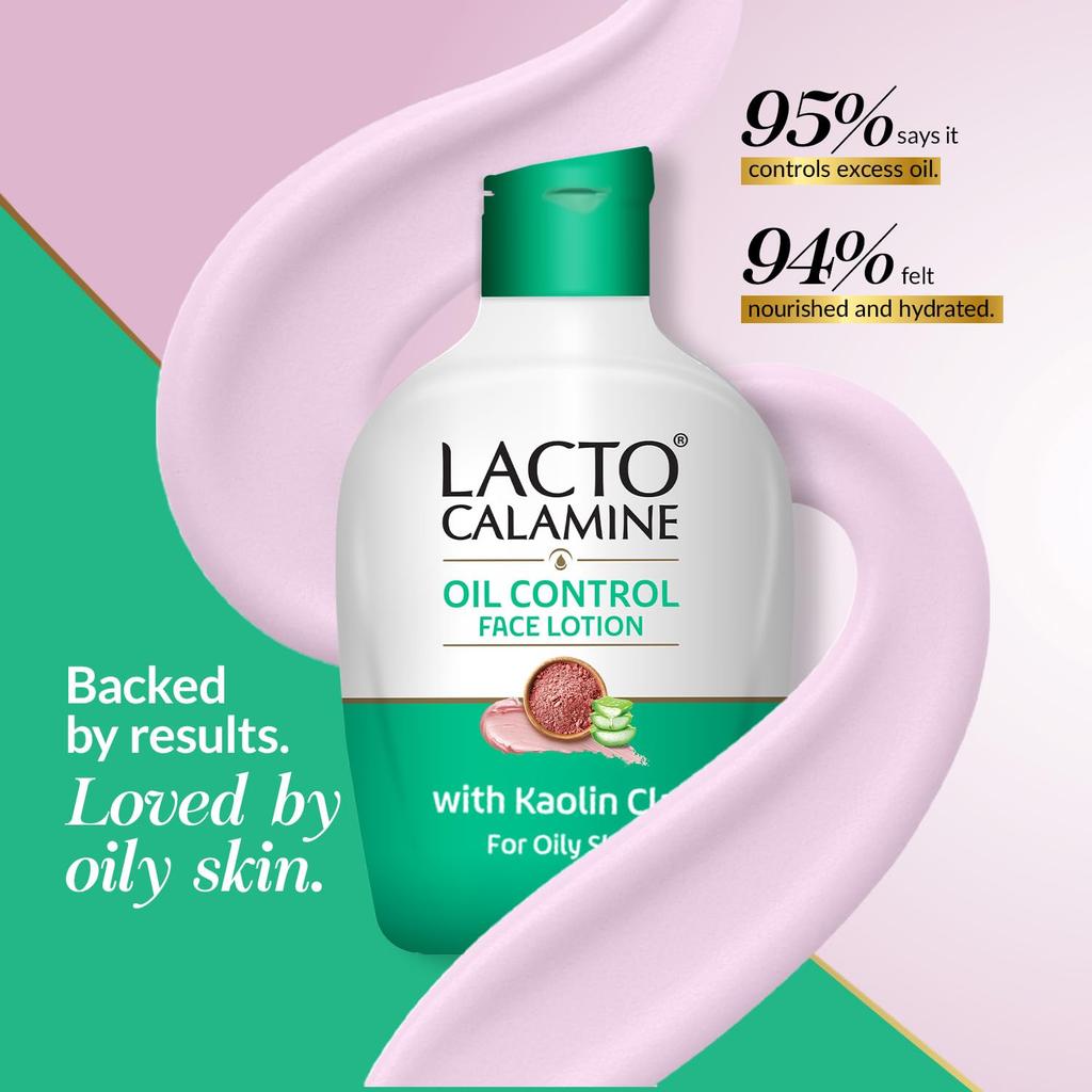 Lacto Calamine Face Lotion 120 ml Kaolin Clay & Aloe Vera Daily Moisturizer For Combination To Normal Skin Oil Balance Hydrating Care