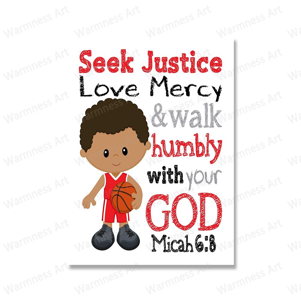Bible Verse Posters and Prints African American Sports Christian Wall art Canvas Painting Nursery Pictures For Kids Room Decor
