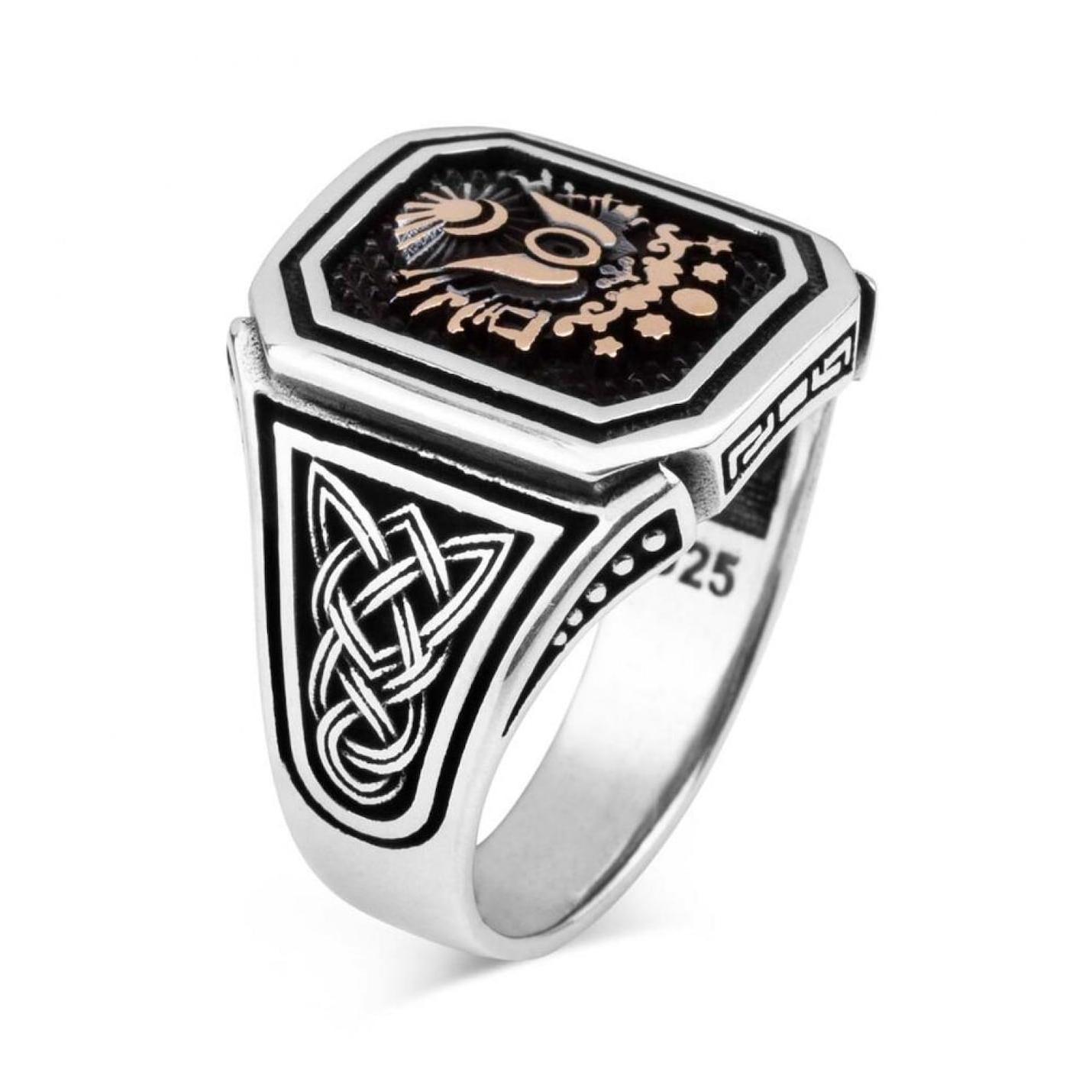

Серебряное кольцо Dark Focus Empire Black Ground