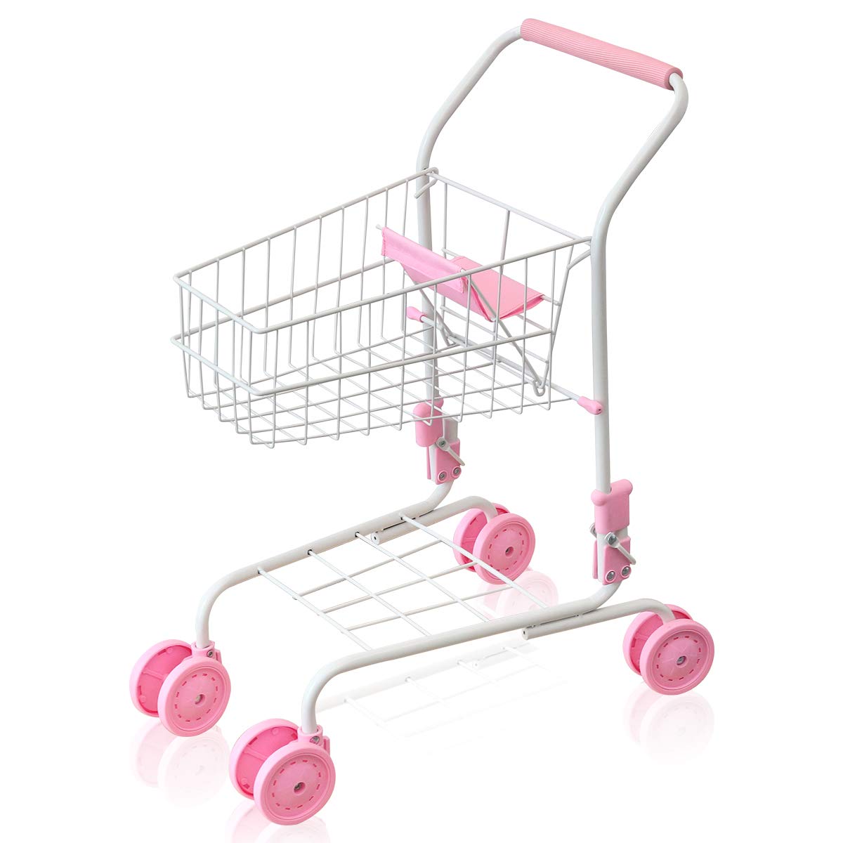

RiZKiZ Play Shopping Cart for Children 4 Wheel Casters Shopping Cart with Folding Seat [Pink]