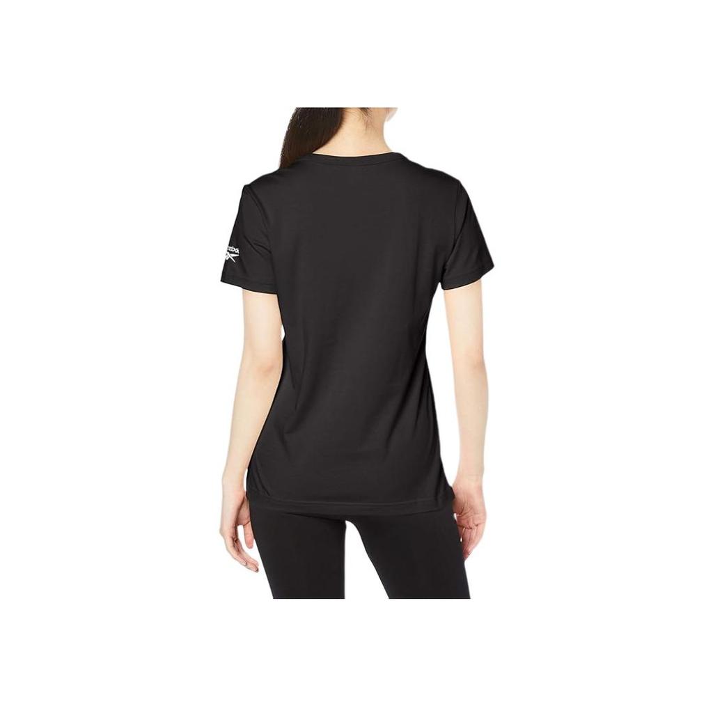 Reebok Simple Casual Sports Fitness Logo Comfortable Versatile Round Neck Short Sleeve T-Shirt Women T-Shirt Black GV5523