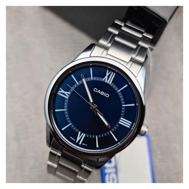 Casio STANDARD series simple retro small round watch business fashion quartz movement stainless steel strap Japanese and Korean watch MTP-V005D-2B5
