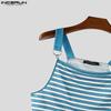 INCERUN Men Strap Sleeveless Striped Cropped Tank Tops Undershirts