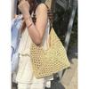 Summer Straw Woven Bag Women 2025 New Seaside Vacation Beach Hollow Shoulder Tote Bag Woven Vegetable Basket Bag