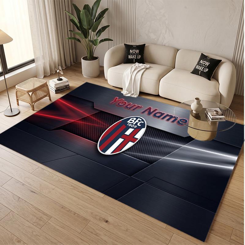 Personalized Crystal Velvet Carpet Bologna FC Pattern Non Slip Floor Rug