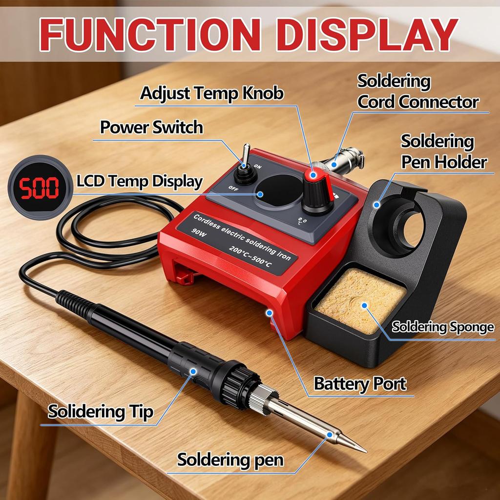 NEW Cordless Soldering Iron for Milwaukee 18V Battery, 91W Soldering Station Kit with 1 Tips,DIY Soldering. (Tool Only)