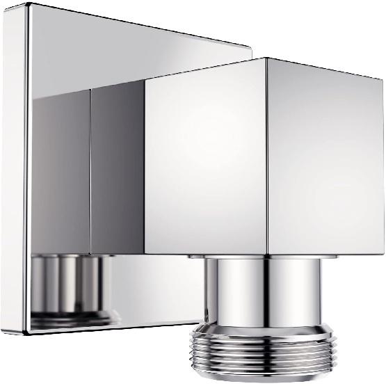 Wall Mounted Supply Elbow, Wall Elbow for Hand Shower, Solid Brass Square Wall Supply Elbow, Check Valve Included (Square, Polished Chrome)