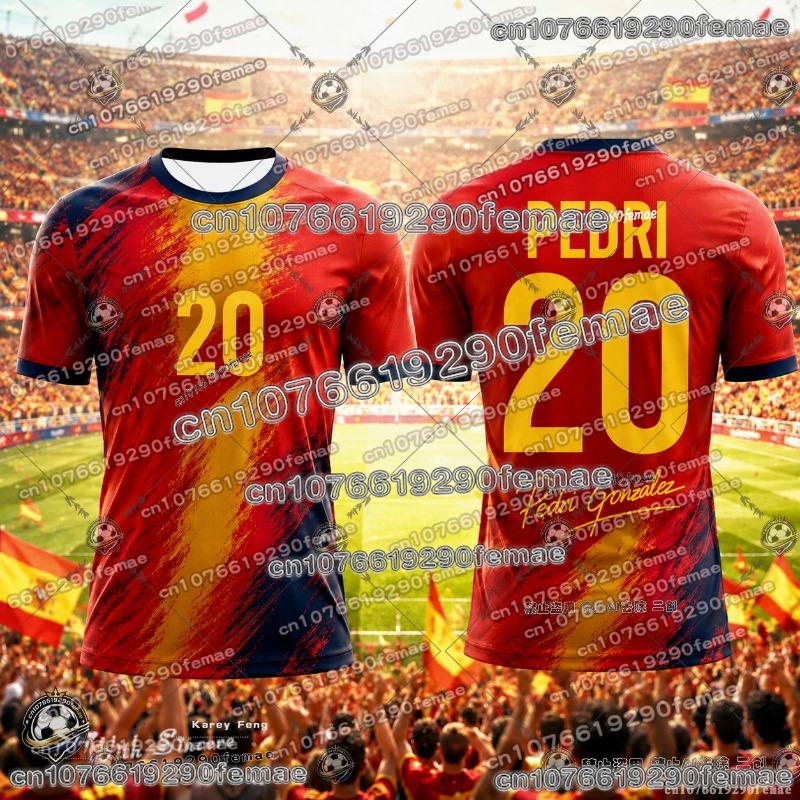 Spanish-style Summer 3D Printed Football Jersey T-shirt Loose and Comfortable Recommended for Sports Wear
