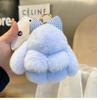 Rabbit Doll Bag Pendant Fashion Pluff Bunny Keychain Fluffy Cute Play Dead Rabbit Bowknot Smooth Rabbit Fur Keychain Girl Friend