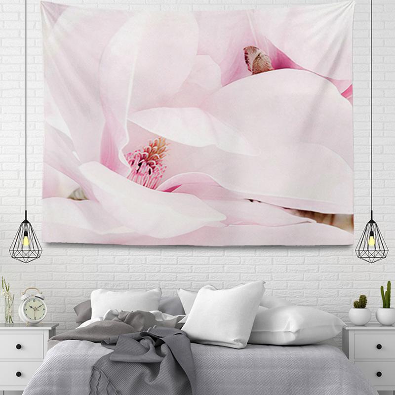 Pink Flowers Wall Tapestry Aesthetic Home Room Decor Boho Accessories Hanging Large Fabric Spring Simple Bedroom Tapestry