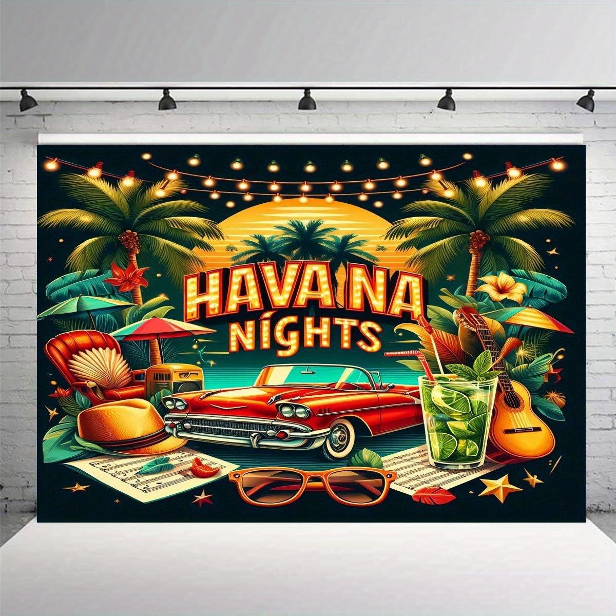 Vibrant Havana Nights Tapestry With Classic Car, Mojito, And Tropical Vibes For A Festive Wall Decor 100x150cm