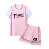Pink Short-sleeved Basketball Jersey, New Fake Two-piece Jersey, Men's Basketball Jersey, Boys' Class Game Class Suit.