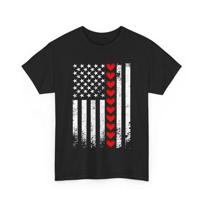 Vintage Valentines Day American Flag Hearts 4Th Of July Mens Boys KidsT-Shirt Mens Womens Tees Top