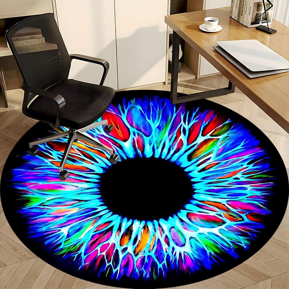 1pc Psychedelic Eye Print Chair Carpet for Office, Round Non Slip Durable Large Size Office Carpet, Suitable for Office