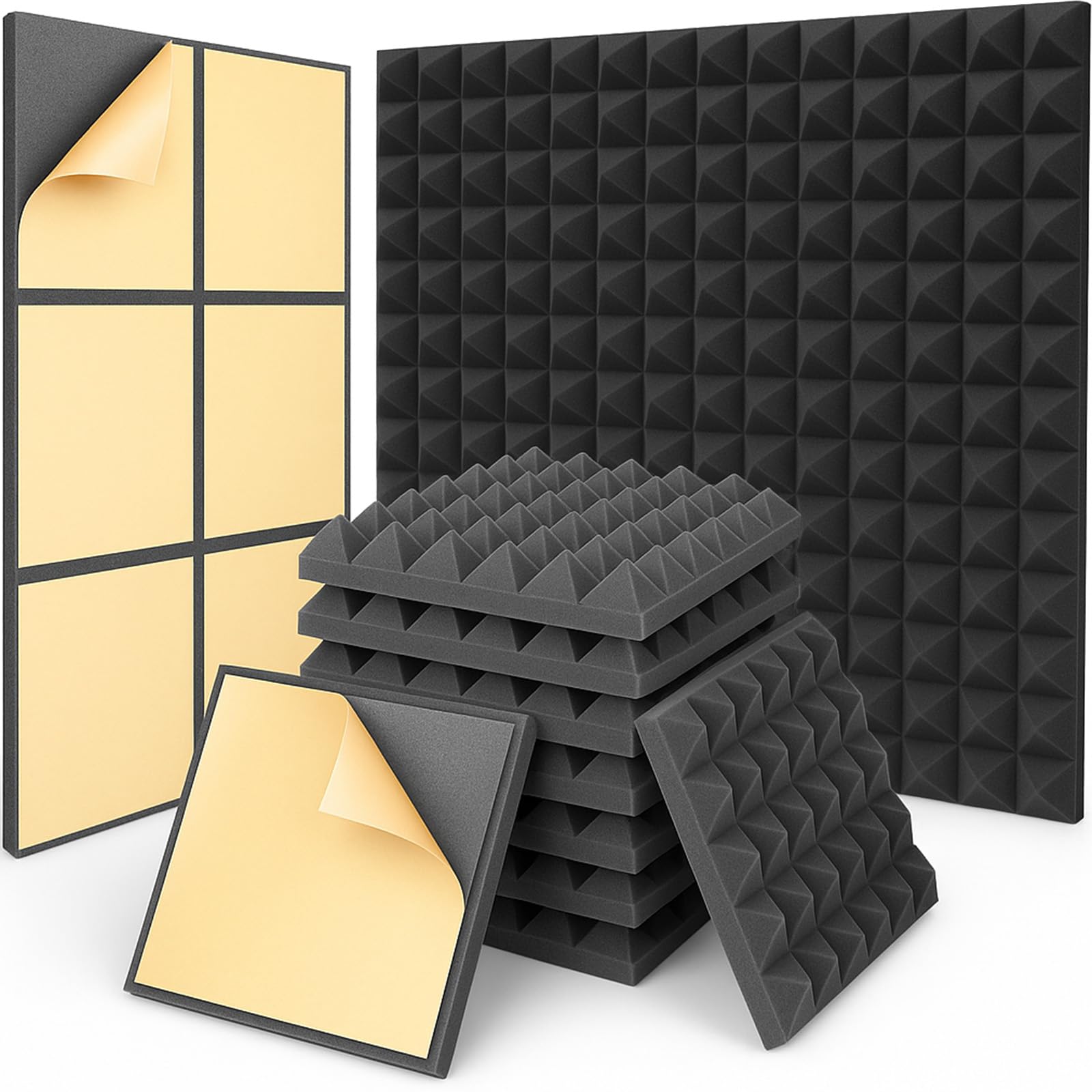 

[timothy] Sound-Absorbing Pyramid Panels, Sound-Absorbing Sponge, Soundproofing Sheets, 12-Piece Set or 24-Piece Set, 30x30x5cm, High-Density,