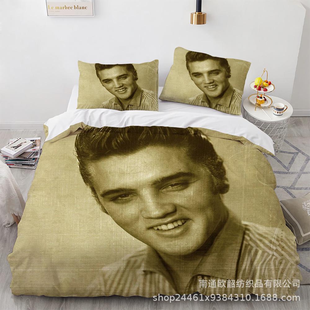 Größe 3D Digitaldruck Elvis Presley Heimtextil Quilt-Set Dreiteilig