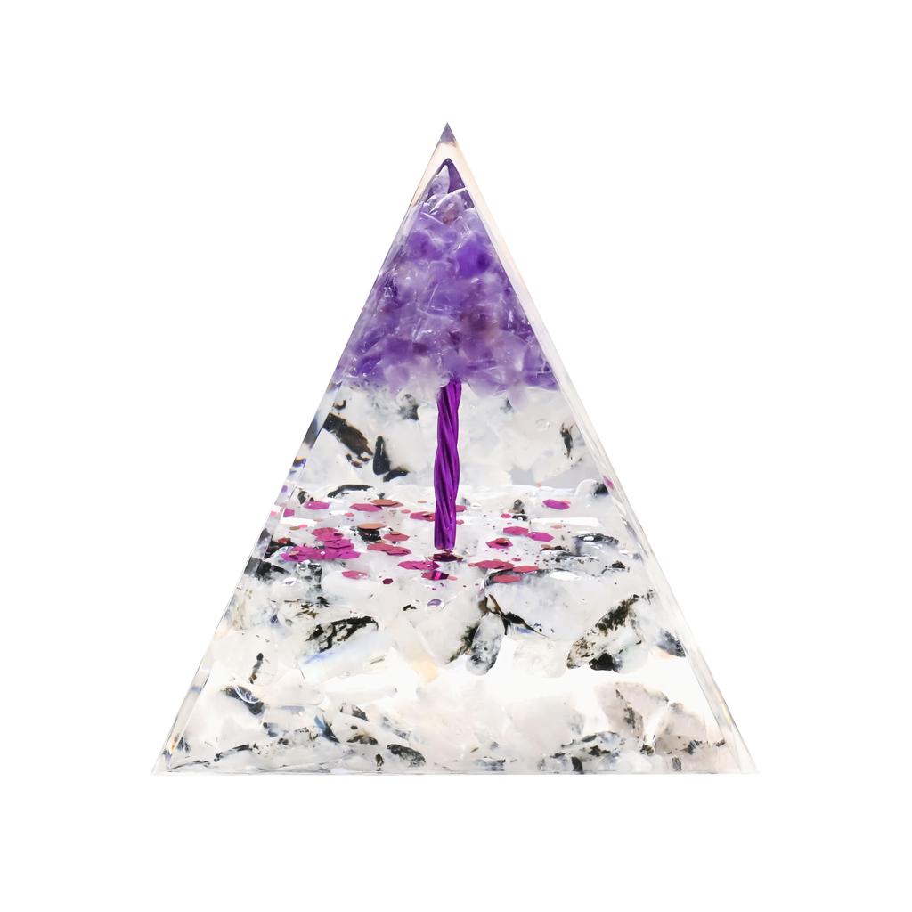 Orgonite Crystal Orgone Pyramid Tree of Life Energy Tower Nature Reiki Healing Chakra Crushed Stone Object 6cm x 6cm (10)