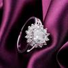Noble Bague Fleur en Cristal de Cuivre Diamant Moissanite Pour Femmes Mode Mariage Fête Cadeaux bague de fiançailles Bijoux